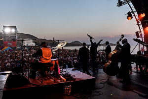 Musicians of Joe Lastie’s New Orleans Sound perform live at the Koktebel Jazz Party 2017 festival.