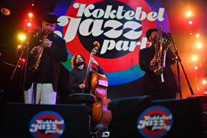 Musicians of the Brill Family band at the Koktebel Jazz Party 2017 festival.