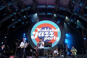 Members of the band lead by Vahagn Hayrapetyan (Armenia) perform at the 16th Koktebel Jazz Party international music festival