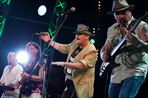 The band Chet Men perform at the 16th Koktebel Jazz Party international music festival